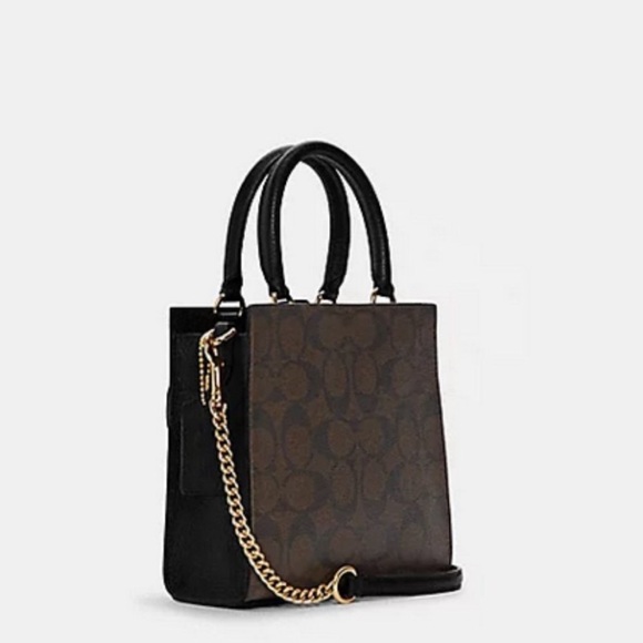 Coach Mini Pepper Crossbody In Signature Canvas Brown / Black  EUC - Picture 17 of 17